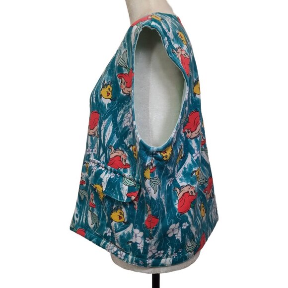 Vintage 90s Disney Little Mermaid Ariel Vest Size L Blue Full Zip Handmade - Picture 5 of 7